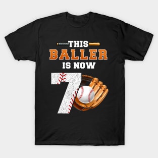 This Baller Is Now 7 Kids Baseball Player 7Th Birthday Boy T-Shirt